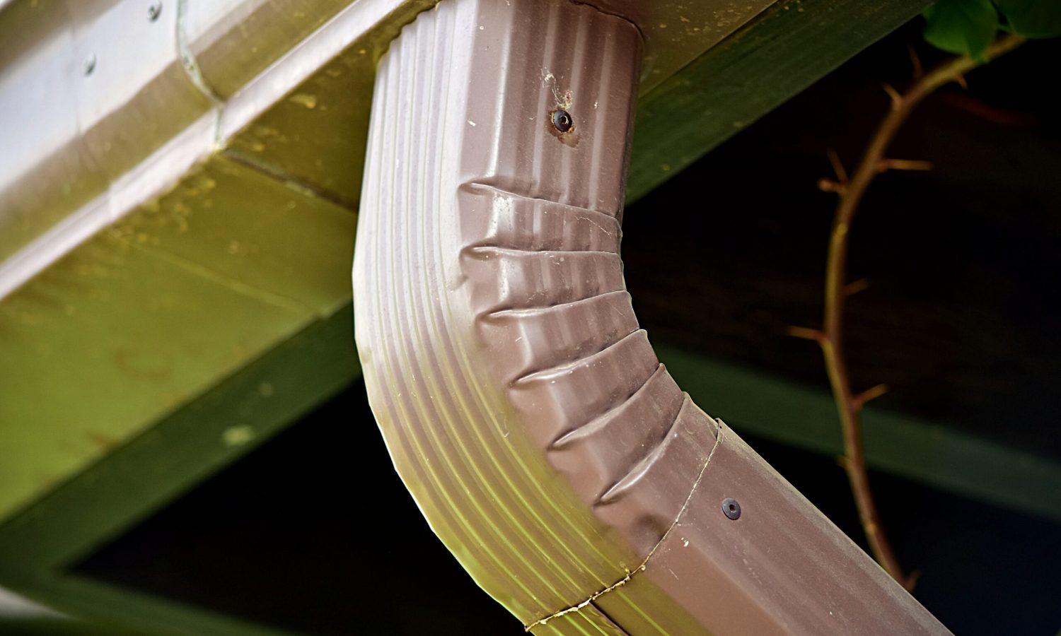 An elbow connection between a rain spout and the down spout.